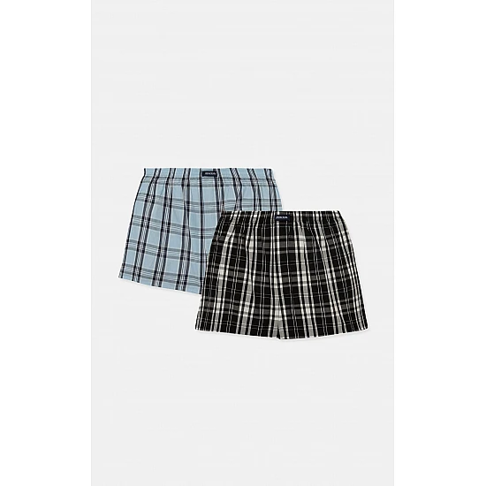 Ανδρικό εσώρουχο Boxer Καρό Ποπλίνα 2 Pack Minerva 96-23074-63 BLACK-CIEL