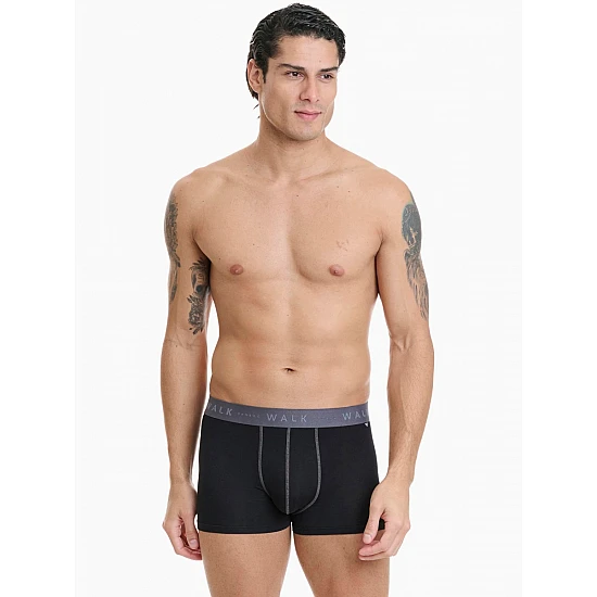 Ανδρικό Εσώρουχο Boxer Bamboo Εξωτερικό Λάστιχο 2Pack Walk W1776-0202 ΜΑΥΡΟ ΑΝΘΡΑΚΙ-ΜΑΥΡΟ ΜΠΛΕ