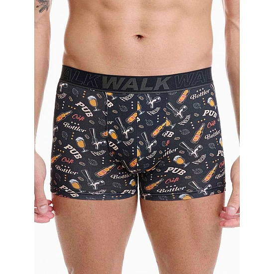 Ανδρικό βαμβακερό εσώρουχο με σχέδιο Boxer Walk W1754-10 ΜΑΥΡΟ