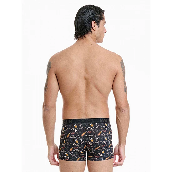 Ανδρικό βαμβακερό εσώρουχο με σχέδιο Boxer Walk W1754-10 ΜΑΥΡΟ