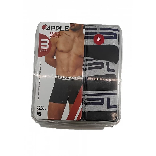 Ανδρικό Εσώρουχό Boxer Βαμβακερό Εξωτερικό Λάστιχο Μακρύ πόδι 3 Pack APPLE 0113944-2070630-BLACK-ANTHRAC-NAVY