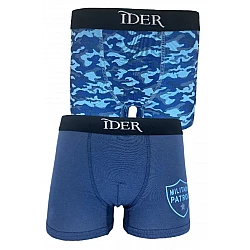 Παιδικό βαμβακερό εσώρουχο μποξεράκι 2Pack IDER 3100-2P2401 DENIM-ΜΙΛΙΤΕΡ-ΜΠΛΕ