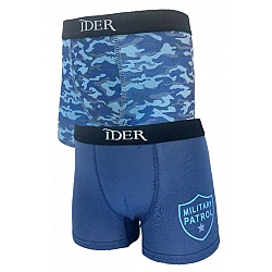 Παιδικό βαμβακερό εσώρουχο μποξεράκι 2Pack IDER 3100-2P2401 DENIM-ΜΙΛΙΤΕΡ-ΜΠΛΕ