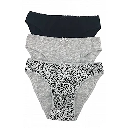 Γυναικείο Σλιπ bikini 3Pack IDER 3061-3P2201 ΓΚΡΙ-ΜΑΥΡΟ