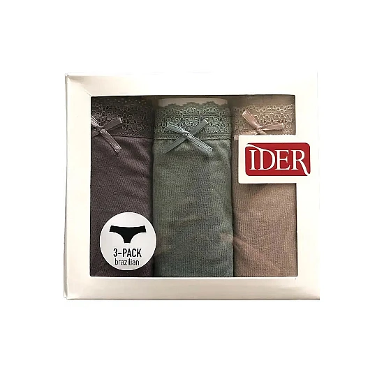Γυναικείο Σλιπ Brazilian Viscose 3Pack IDER 3081-1-3P ΓΡΑΦΙΤΗΣ-ΜΠΕΖ-ΜΕΝΤΑ