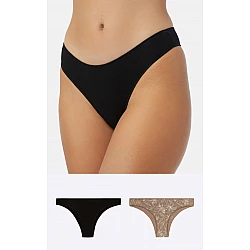 Γυναικείο SLIP Brazilian Modal Aόρατα Λάστιχα 2 Τεμάχια Fimelle MINERVA 81325-934 BLACK MOCHA NATURE