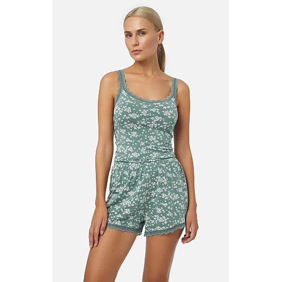 Γυναικείο Αμάνικο Φανελάκι Top Δαντέλα Fimelle Elegance TENCEL Modal Minerva 90-81841-218 KHAKI FLORAL