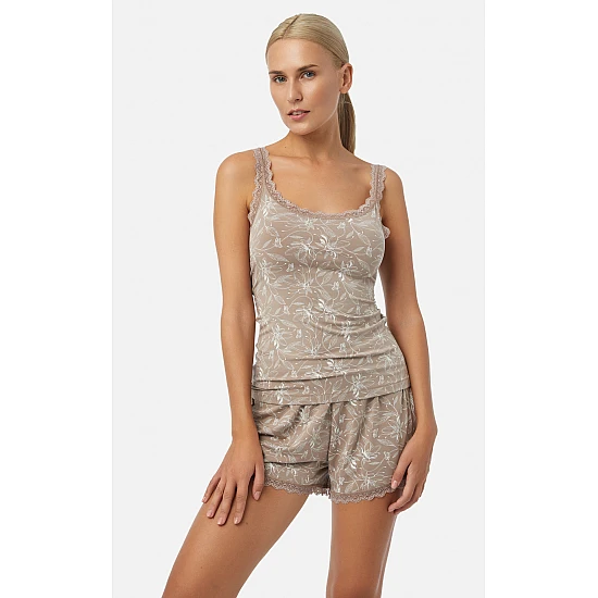 Γυναικείο Αμάνικο Φανελάκι Top Δαντέλα Fimelle Elegance TENCEL Modal Minerva 90-81841-221 MOCHA NATURE