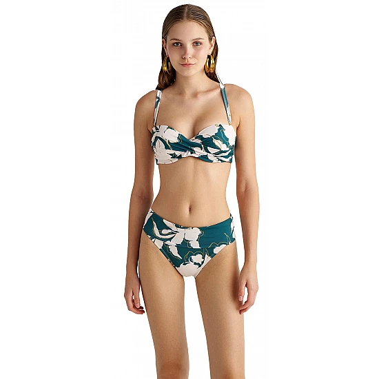 Γυναικείο Μαγιό Bikini Top Strapless Ντραπέ Μπανέλα HUNTER BLOSSOM BLU4U 24366291D-21 D Cup ΠΕΤΡΟΛ