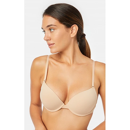 Σουτιέν Πολυμορφικό Push Up με Μπανέλα με Ενίσχυση Χιαστό δέσιμο MINERVA 96-9078B-487 ΜΠΕΖ