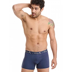 Ανδρικό βαμβακερό εσώρουχο Boxer 2Pack εξωτερικό λάστιχο Walk W1755-0312 ΜΠΛΕ ΓΚΡΙ
