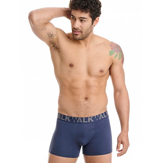 Ανδρικό βαμβακερό εσώρουχο Boxer 2Pack εξωτερικό λάστιχο Walk W1755-0312 ΜΠΛΕ ΓΚΡΙ