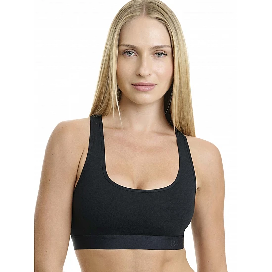 Γυναικείο Μπουστάκι Βαμβακερό bralette με λάστιχο φαρδιά τιράντα Walk W2251-1-02 ΜΑΥΡΟ  