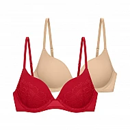 Σουτιέν Ενίσχυση Μπανέλα Βαθύ Ντεκολτέ 2 PACK FLORIE-2PP PUSH UP PLUNGE CUP B Dorina FXPG0007LA088-2X0404 ΚΟΚΚΙΝΟ-ΜΠΕΖ