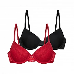Σουτιέν Ενίσχυση Μπανέλα 2 PACK MACIE LIGHT PADDED DEMI 3/4 CUP B-C-D-E Dorina FXTT0059LA159-2X0399 Κόκκινο-Μαύρο