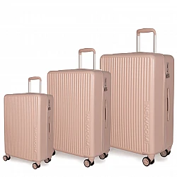Σετ 3 βαλίτσες Newcom N1490 (ABS+PC) (σετ 3 τεμαχίων) 55x22x38 cm + 69,5x27x47 cm + 79x31x54 cm ροζ