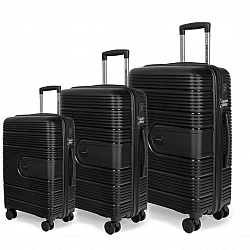 Ανθεκτικό Σετ Βαλιτσών 3 Τεμαχίων Newcom N1594 (PP) 55x21x36,5 cm + 64x25x43,5 cm + 73x29x48 cm μαύρο