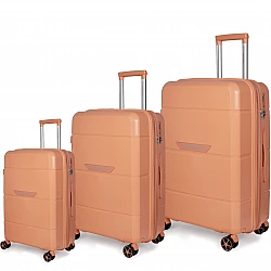 Βαλίτσα σκληρή Newcom N1595 (PP) μεσαία μεγάλη 66x25,5x43x5 cm + 75,5x29,5x45,5 cm Σομόν