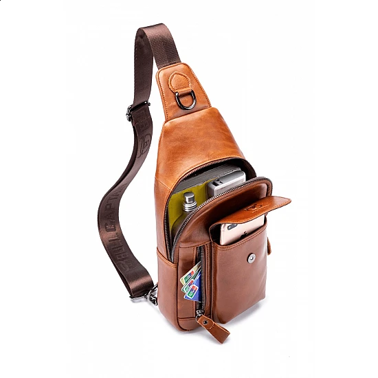 Δερμάτινο τσαντάκι body Bull Captain XB 121 καφέ ανοιχτό