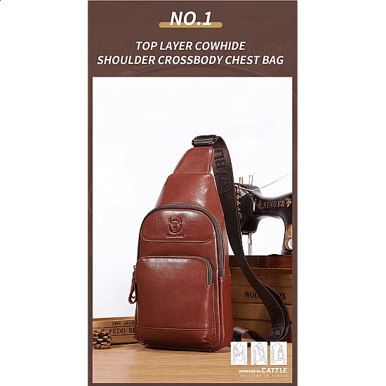 Δερμάτινο τσαντάκι body Bull Captain XB097 καφέ