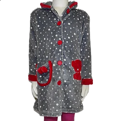 Παιδική ρόμπα fleece κουμπιά Lydia Creations 17599 Γκρι-κόκκινο