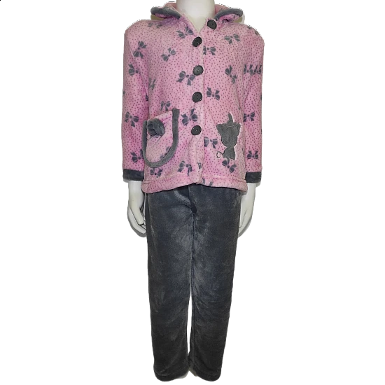 Παιδική πυτζάμα fleece Lydia Creations 17595 Ροζ-Γκρι