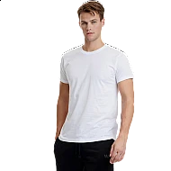Ανδρική Φανέλα T-SHIRT  φαρδιά γραμμή Λαιμόκοψη Walk W1915-01 Λευκό 