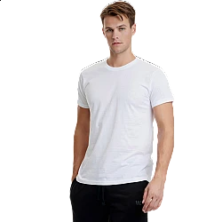 Ανδρική Φανέλα T-SHIRT  φαρδιά γραμμή Λαιμόκοψη Walk W1915-01 Λευκό 