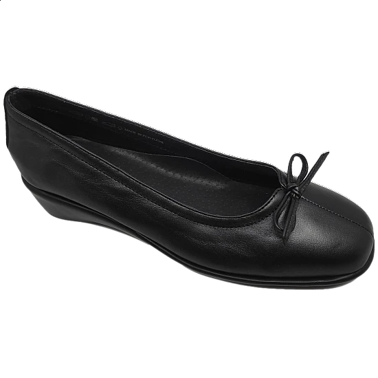 Γυναικεία γόβα δερμάτινη Αναπαυτική comfort soft Αερόσολα AEROBICS 6652-015 Μαύρο Μεταλλικό