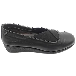 Γυναικείο παπούτσι δερμάτινο αναπαυτικό comfort soft Χιαστά Λάστιχα AEROBICS 7719-003 Μαύρο