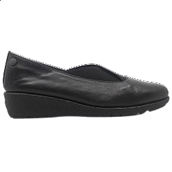 Γυναικείο παπούτσι δερμάτινο αναπαυτικό comfort soft Χιαστά Λάστιχα AEROBICS 7719-003 Μαύρο
