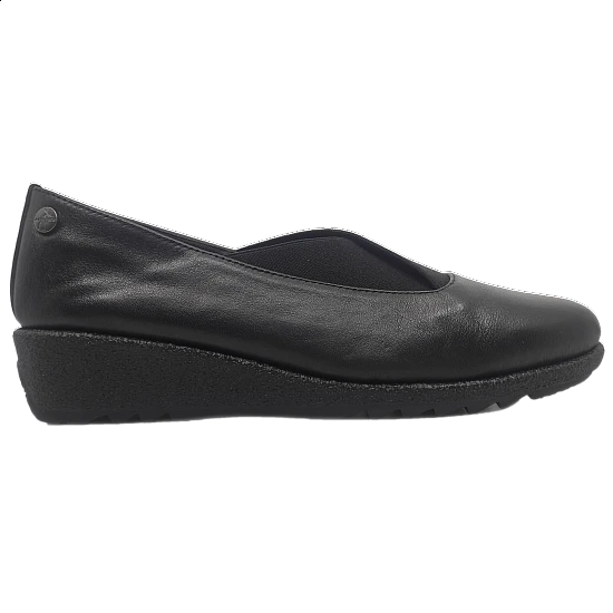 Γυναικείο παπούτσι δερμάτινο αναπαυτικό comfort soft Χιαστά Λάστιχα AEROBICS 7719-003 Μαύρο