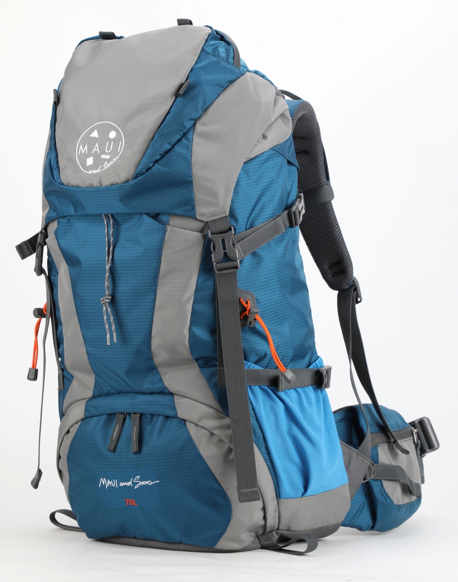 Σακίδιο πλάτης TREKING Ορειβατικό 70L αδιάβροχο ΜΑUI & SONS 2710 Μπλε