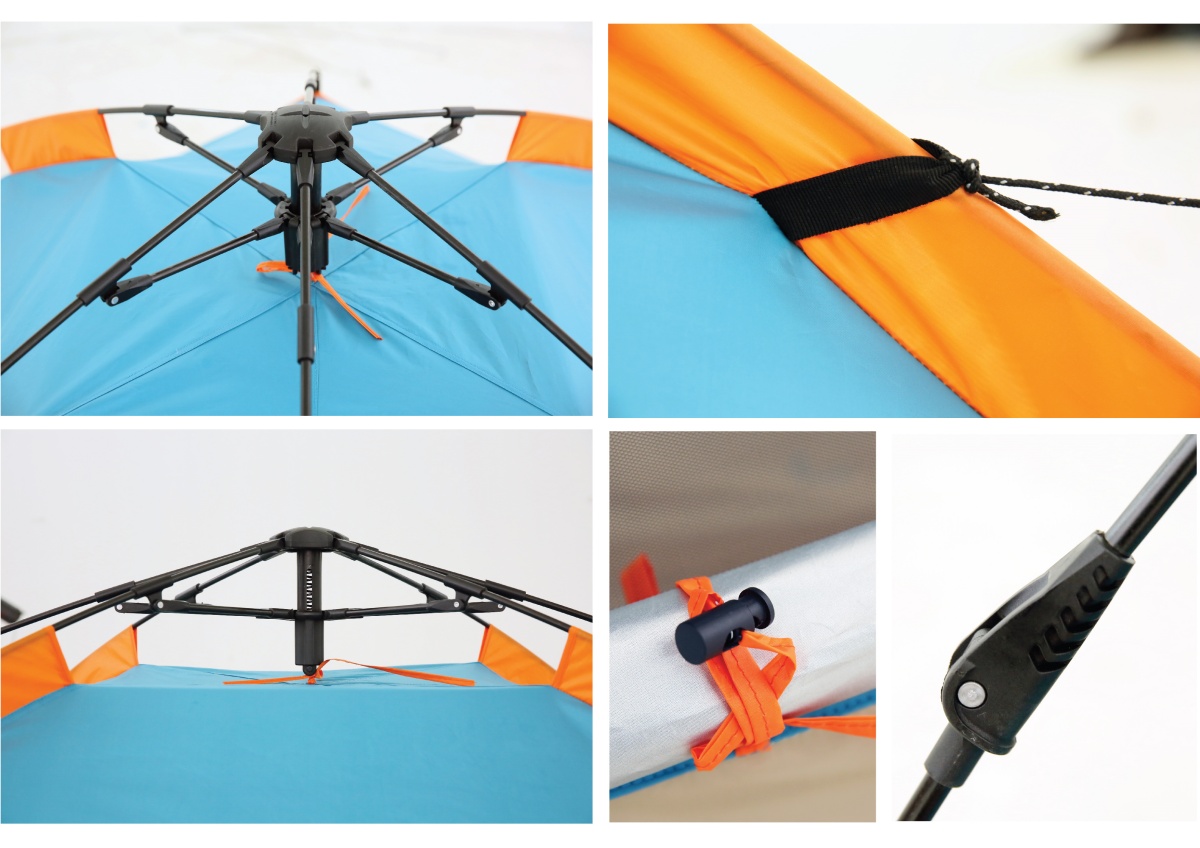 Σκηνή Παραλίας 210cm X210cmX135cm 4 Ατόμων με Αυτόματο Άνοιγμα Προστασία από UV Άξονες Fiberglass 7.9mm Solart 1664 ΠΕΤΡΟΛ