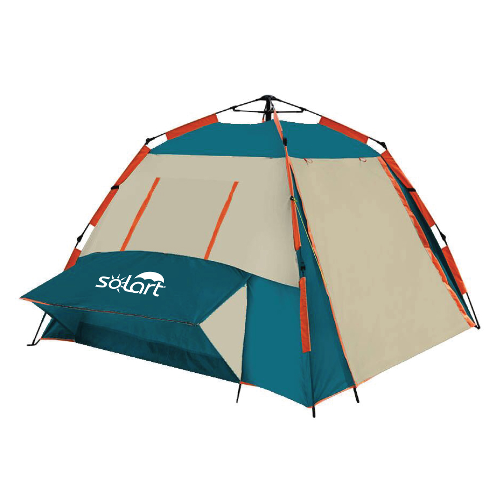 Σκηνή Παραλίας Camping 230x230x165cm 4 Ατόμων με Αυτόματο Άνοιγμα Προστασία από UV Άξονες Fiberglass Solart 1782 ΠΕΤΡΟΛ ΜΠΕΖ