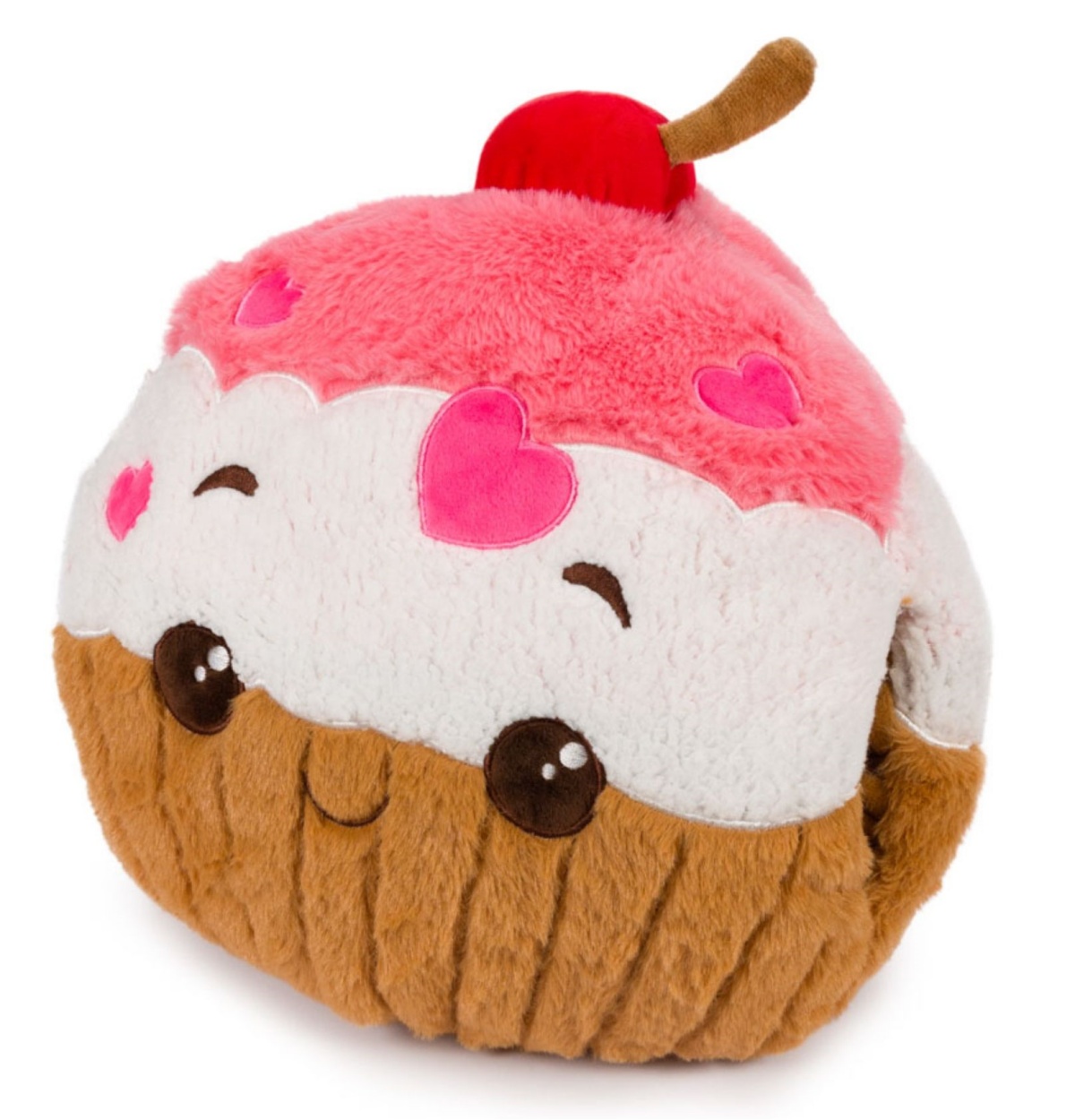 Παιδικό Cuddle Pillow Λούτρινο Cupcake Μαξιλάρι Αγκαλιάς με τσέπες για ζεστά χέρια Hand warmers Noxxiez HW741 ΚΑΦΕ ΛΕΥΚΟ ΡΟΖ