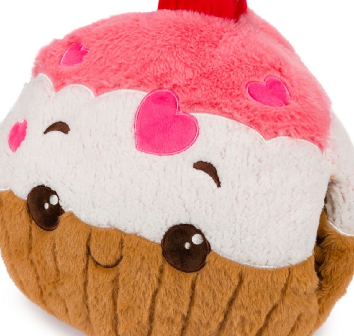 Παιδικό Cuddle Pillow Λούτρινο Cupcake Μαξιλάρι Αγκαλιάς με τσέπες για ζεστά χέρια Hand warmers Noxxiez HW741 ΚΑΦΕ ΛΕΥΚΟ ΡΟΖ