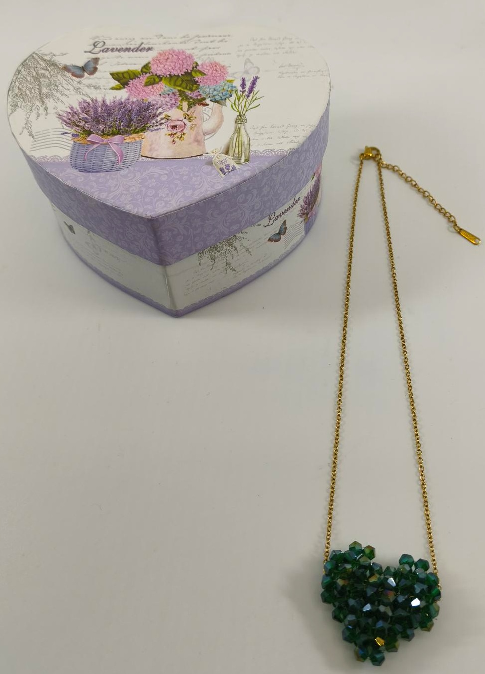 Κολιέ Miyuki Χειροποίητο Handmade Ανοξείδωτο Ατσάλι 3D φουσκωτή καρδιά Κούμπωμα Lobster clasp Συσκευασία Δώρου VERDE