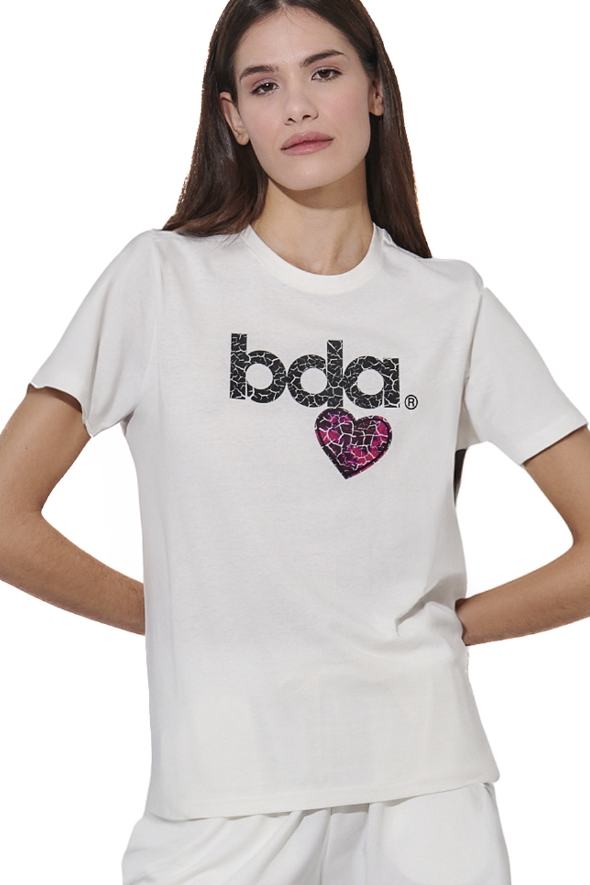 ΓΥΝΑΙΚΕΙΟ ΒΑΜΒΑΚΕΡΟ T-SHIRT Body Action 051618-01-STAR WHITE