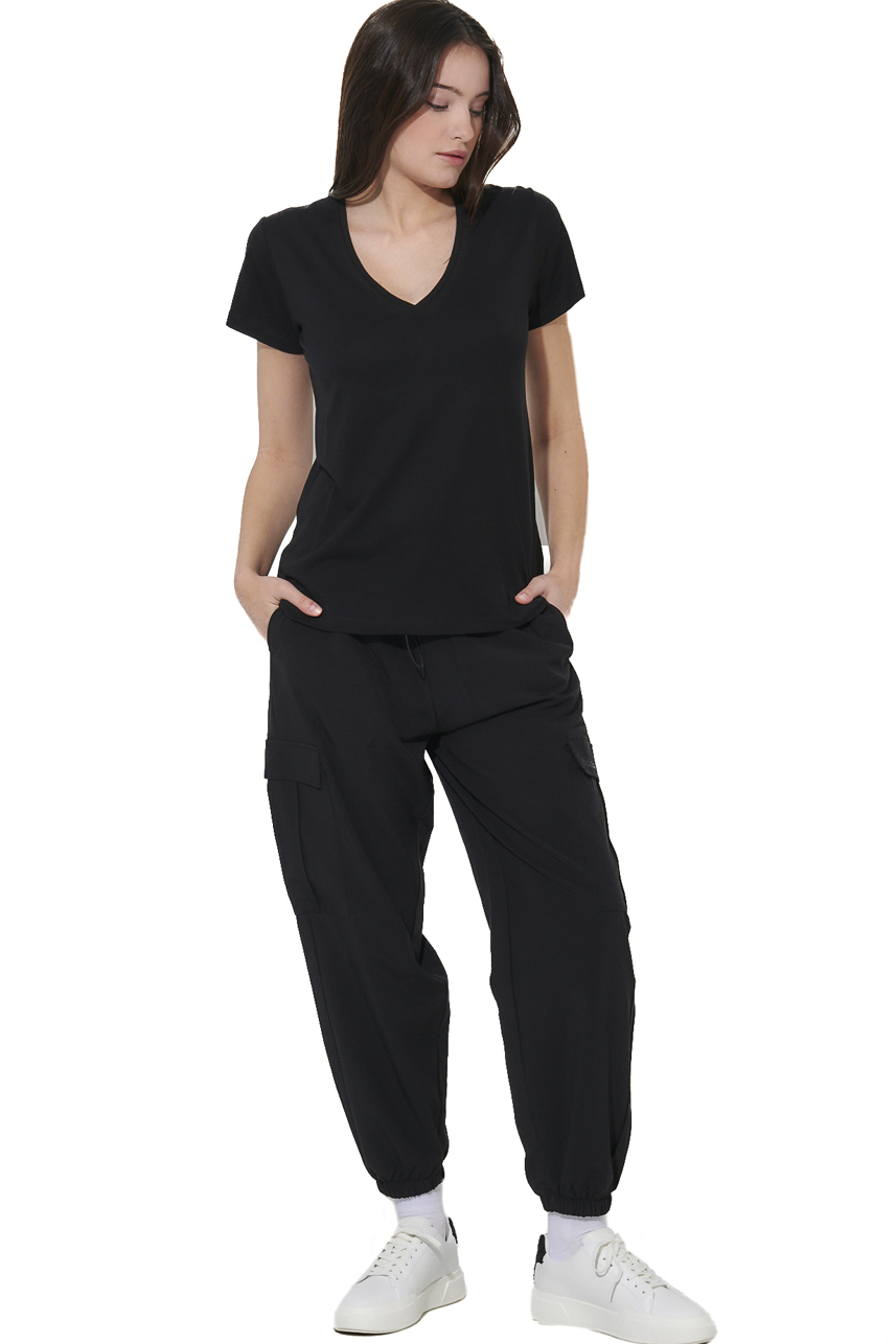 ΓΥΝΑΙΚΕΙΟ V-NECK T-SHIRT Body Action 051627-01-BLACK