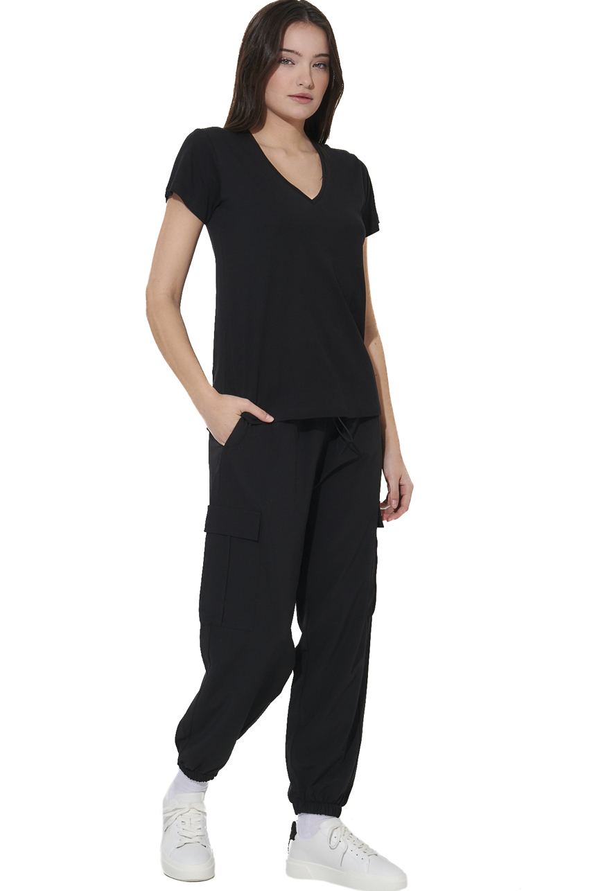 ΓΥΝΑΙΚΕΙΟ V-NECK T-SHIRT Body Action 051627-01-BLACK