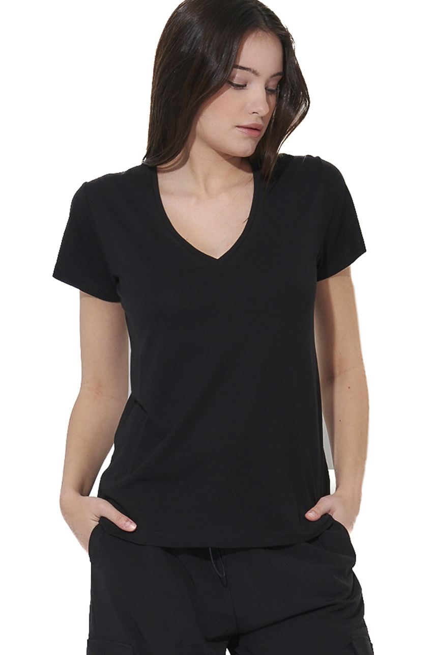 ΓΥΝΑΙΚΕΙΟ V-NECK T-SHIRT Body Action 051627-01-BLACK