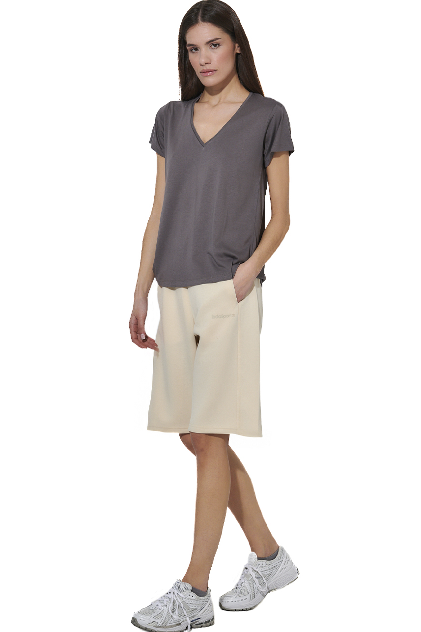 ΓΥΝΑΙΚΕΙΟ V-NECK T-SHIRT Body Action 051627-01-STEEL GREY