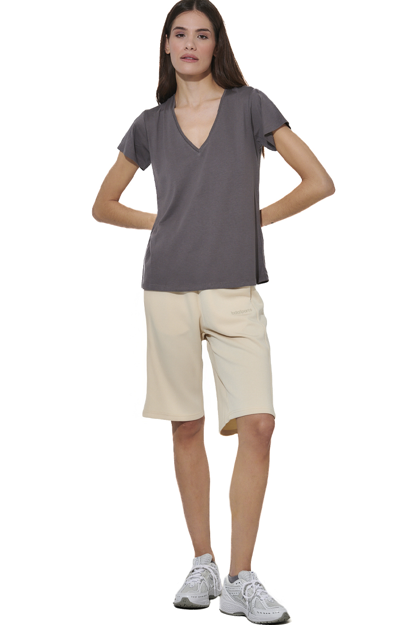 ΓΥΝΑΙΚΕΙΟ V-NECK T-SHIRT Body Action 051627-01-STEEL GREY