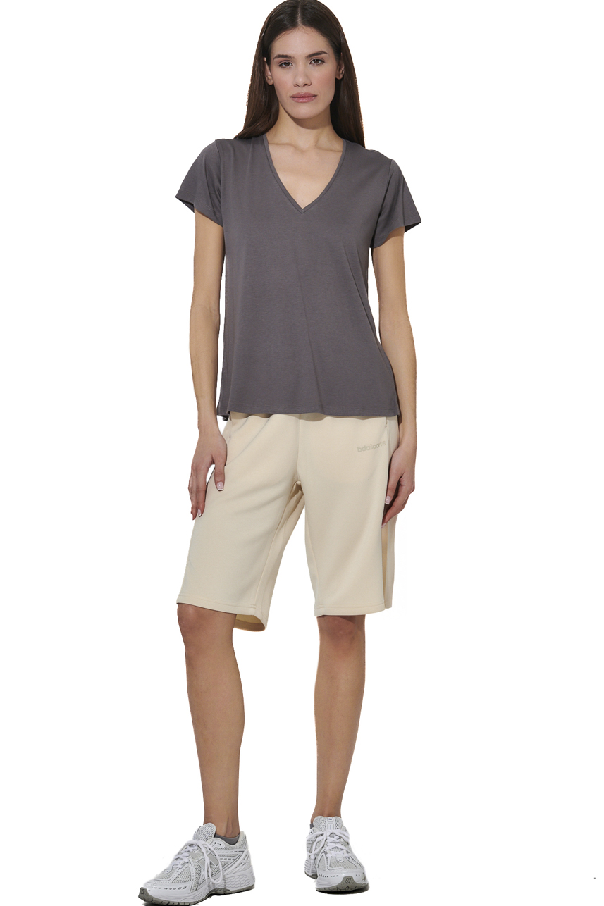 ΓΥΝΑΙΚΕΙΟ V-NECK T-SHIRT Body Action 051627-01-STEEL GREY