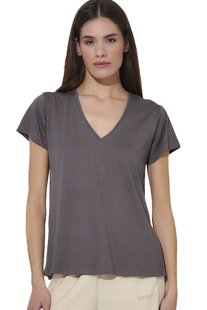 ΓΥΝΑΙΚΕΙΟ V-NECK T-SHIRT Body Action 051627-01-STEEL GREY