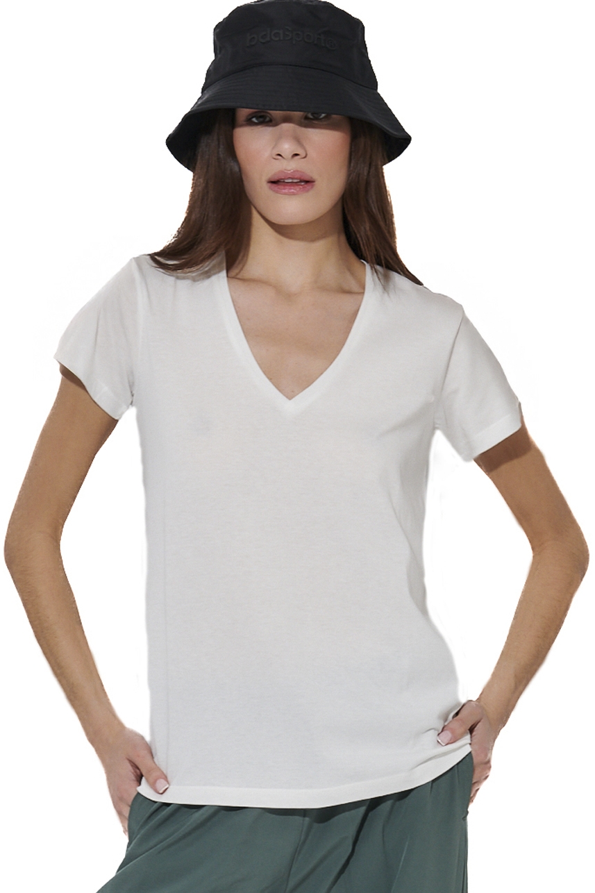 ΓΥΝΑΙΚΕΙΟ V-NECK T-SHIRT Body Action 051627-01-WHITE ALYSSUM