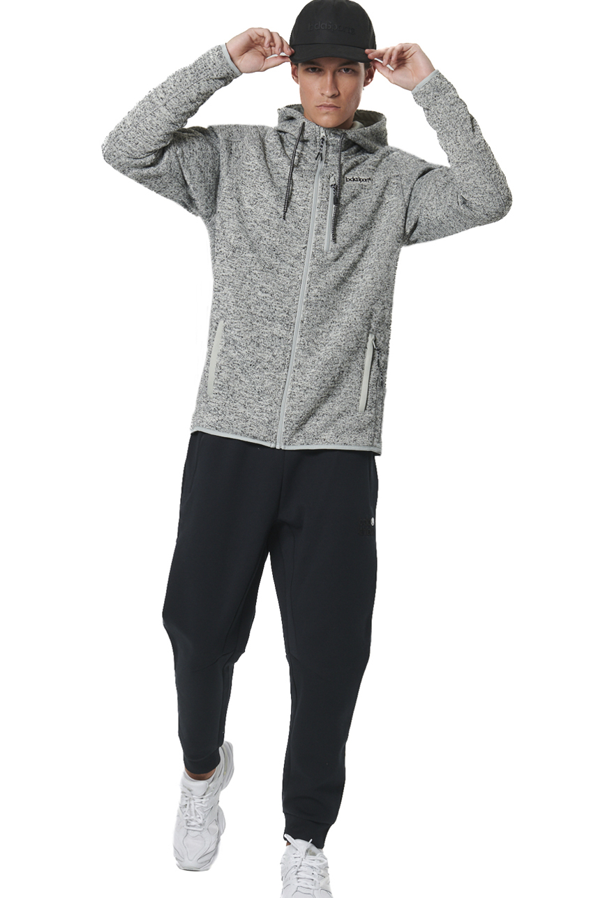 ΑΝΔΡΙΚΗ KNIT FLEECE ΖΑΚΕΤΑ ΜΕ ΚΟΥΚΟΥΛΑ Body Action 073528-01-CHALK GREY HEATHER