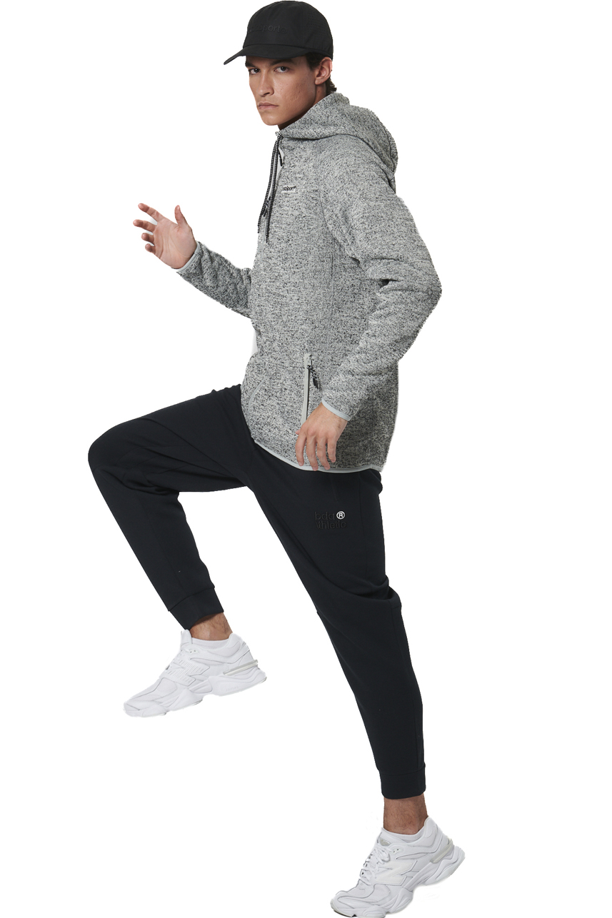 ΑΝΔΡΙΚΗ KNIT FLEECE ΖΑΚΕΤΑ ΜΕ ΚΟΥΚΟΥΛΑ Body Action 073528-01-CHALK GREY HEATHER