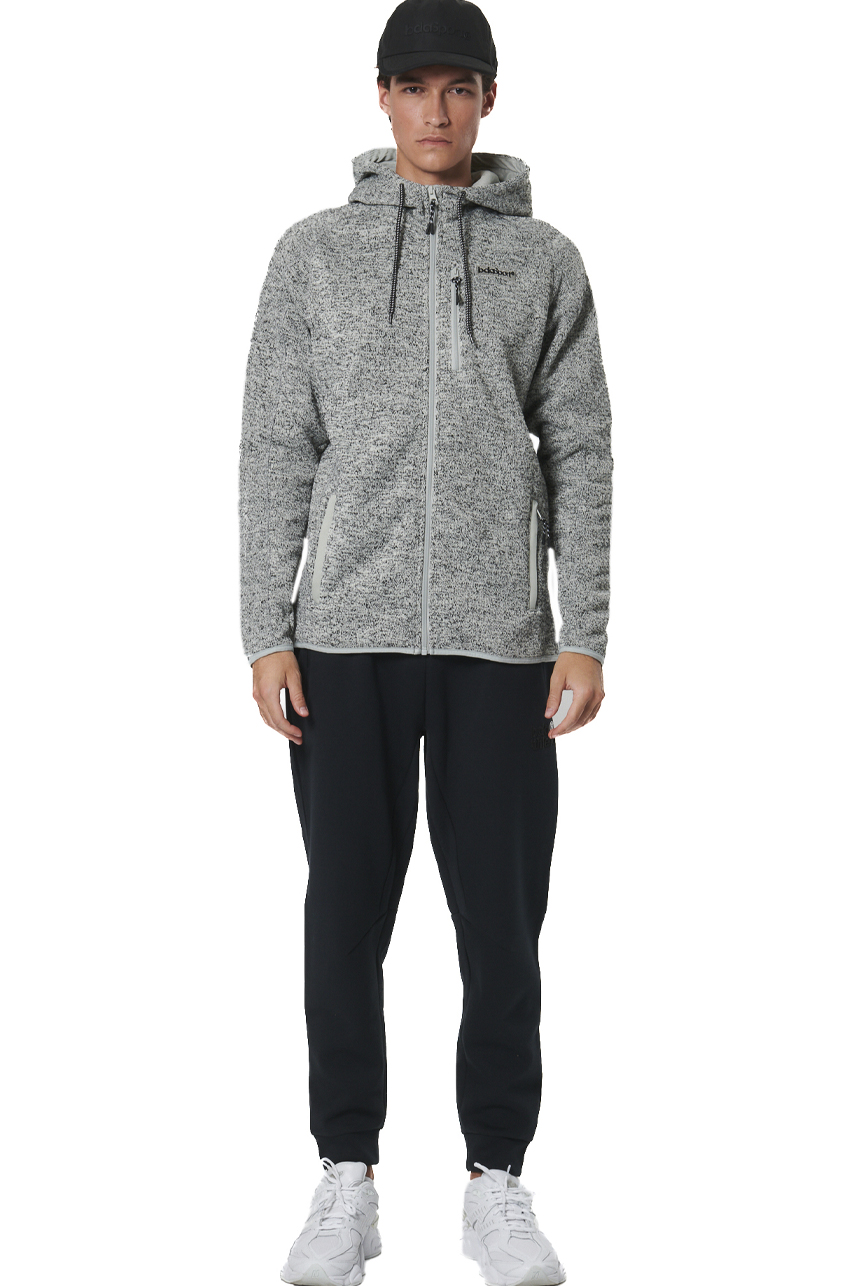 ΑΝΔΡΙΚΗ KNIT FLEECE ΖΑΚΕΤΑ ΜΕ ΚΟΥΚΟΥΛΑ Body Action 073528-01-CHALK GREY HEATHER